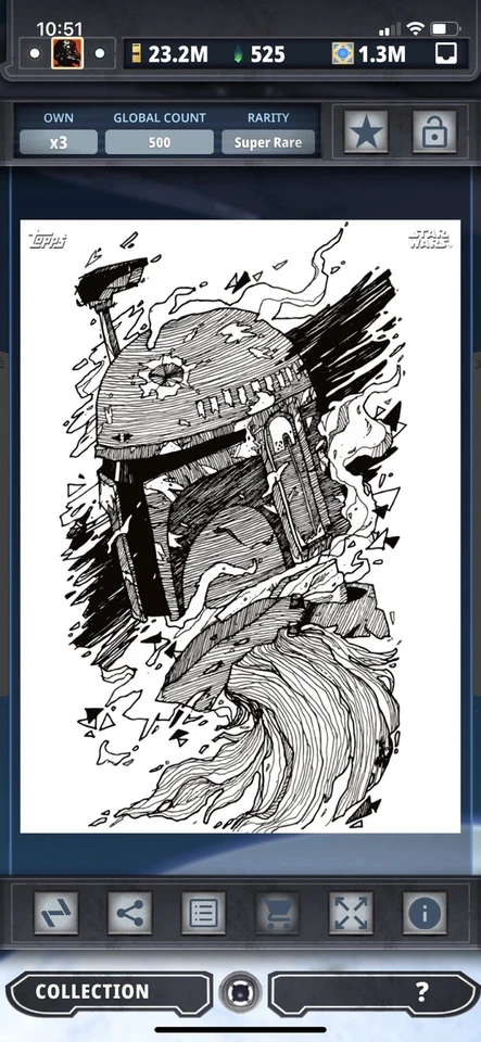 Topps Star Wars Digital Card Trader White Contour Boba Fett Insert - Image 1 of 1