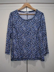 REGATTA Petites size 16 Blue/White Pattern L/Sleeve Round Neck Stretch Tee - Picture 1 of 9