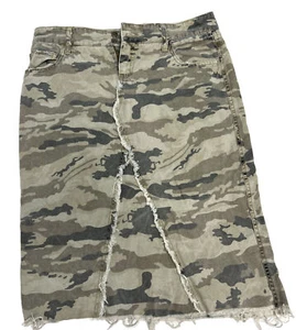 Vintage Style Nori Womens Size 5 Camo Y2K Frayed Hem High Waist Pencil Skirt - Picture 1 of 8