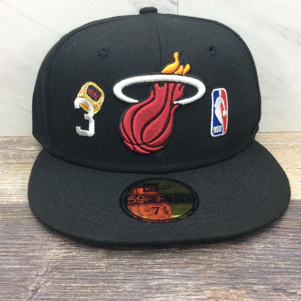 New Era Miami Heat 59FIFTY Count The Ring Fitted Hat Cap Hat Size 7 1/4 - Image 1 of 4