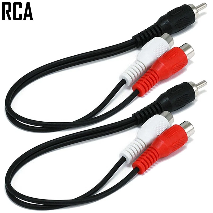 2x 6 inch RCA Cable Splitter 1 Male to 2 Female Plugs M/2F Composite Audio 6'' - Image 1 of 1