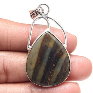 Pendant Owyhee Blue Opal Gemstone Valentine'Day Ethnic Silver Jewelry 2.25" - Picture 1 of 7