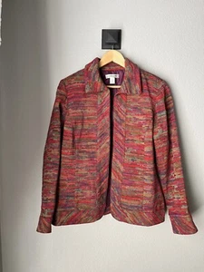 Coldwater Creek Medium Women's Colorful Woven Red Woven Jacket Blazer Medium - Picture 1 of 2