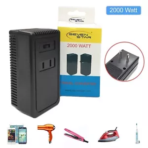 Convertidor de voltaje de viaje 2000 vatios adaptador de corriente descendente 220 V a 120 V Europa - Imagen 1 de 7
