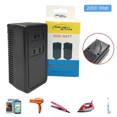 2000 Watt Travel Voltage Converter Power Adapter Step Down 220V TO 120V Europe  - Image 1 of 4