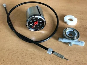 SET 16 Zoll Tacho schwarz Schnecke Welle passend für Zündapp ZD ZR 10 20 ZL   - Bild 1 von 6