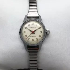 Caravelle Bulova Watch Women 21mm Silver Tone Stretch Band 1967 New Battery - Picture 1 of 15