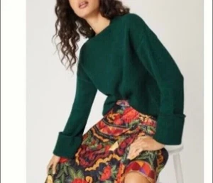 Anthropologie Basile Cropped Boxy Mockneck Long Sleeve Sweater Green Size XS - Bild 1 von 7