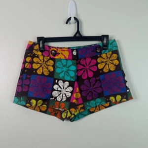 Trina Turk Women’s Size 2 Floral Mod Micro Shorts Multicolor Silk Y2K Maximalist - Picture 1 of 10