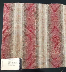 MULBERRY Misty Paisley in Red, Olive 12 3/4" Wool Linen Fabric Sample - Picture 1 of 3