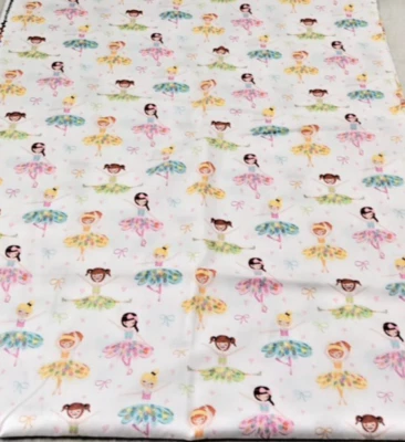 Riley Blake Designs Fabric Ballerina Bows On White Background 44 X 72 - Image 1 of 3