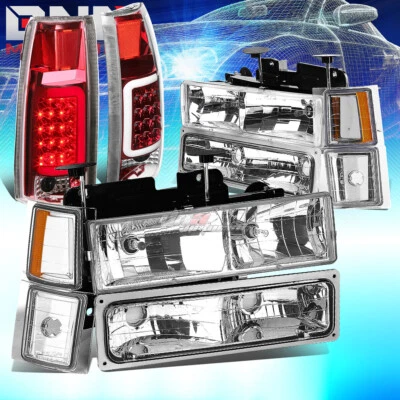 PARA CAMIÓN CHEVY C10 C/K CROMO 8 PIEZAS FARO + PARACHOQUES + SEÑAL + LUZ TRASERA LED ROJA 3D Foto 1 de 4