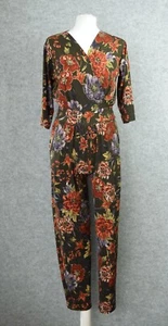 Kim & Co 3/4 Sleeve Foil Petite Jumpsuit Floral Thyme Multi Size XS - Picture 1 of 8