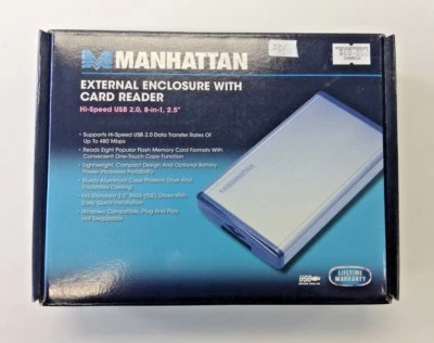 Manhattan External Enclosure with Card Reader Hi-Speed USB 2.0, 8-in-1, 2.5" - Image 1 of 3