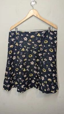 Falda con volantes florales azules Ann Taylor Factory para mujer 14 mezcla de lino Foto 1 de 4