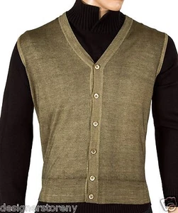 Cruciani 100% Lana Button Down Vest Mustard Size 50 - Picture 1 of 3