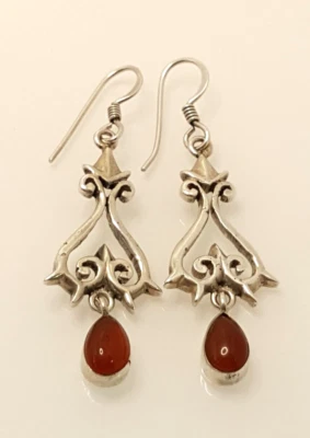 Preciosos brillantes pendientes colgantes de ámbar báltico miel real plata maciza 925 #21797 Foto 1 de 4