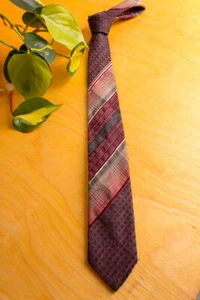 Vintage orig 60er Krawatte Schlips schmal rot braun Schlager Disco Rockabilly - Bild 1 von 3