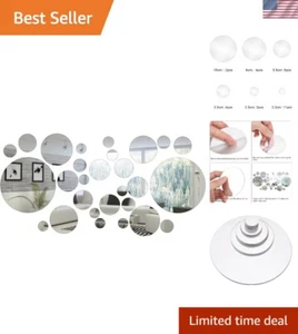 Reflective Round Acrylic Mirror Tiles - Set of 32 for Living Room & Playrooms - Picture 1 of 8