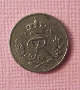 1956 Danmark Denmark 10 Ten Ore Coin Circulated - Picture 1 of 2
