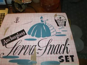 Vintage Anchor Hocking Anchorglass Serva Snack Set - 4 Serving Trays and Cups - Picture 1 of 5