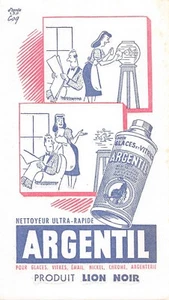 Vintage Silver Blech Cleaning Product Lion Noir Illustration I.P.P. Coq - Picture 1 of 2