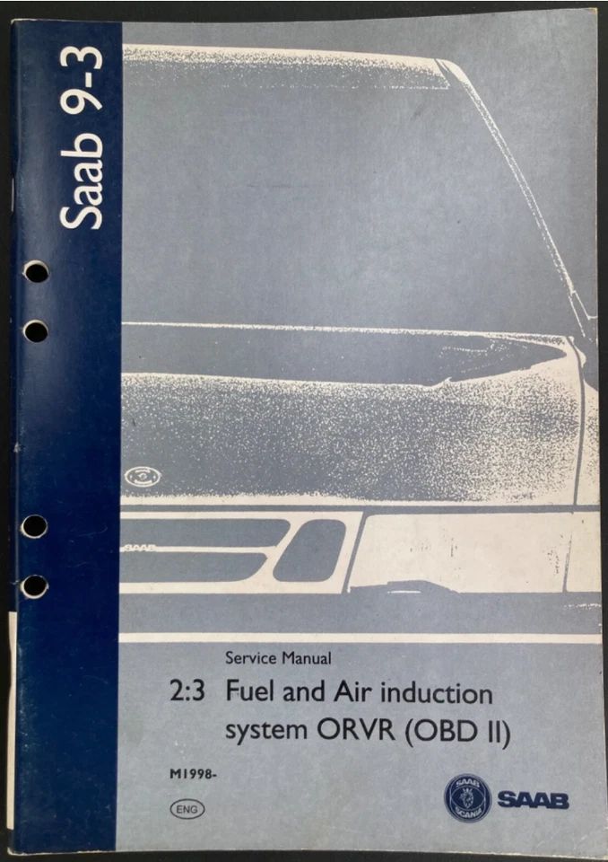 1998 Saab 9-3 Carburante E Aria Induzione Sistema Orvr OBDII Servizio Manuale - Immagine 1 di 1