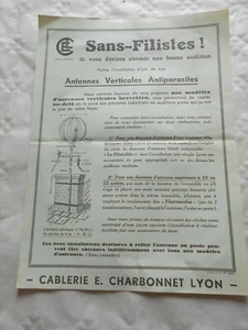 vintage leaflet 1937 radio aerials antennes CEL cablerie e charbonnet sans fils - Picture 1 of 2