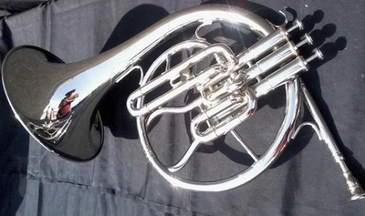 FRENCH HORN IN BB PITCH CHROME POLISH + EXTRA SLIDE ( F PITCH )+ CASE +FREE SHIP - image 1 of 4