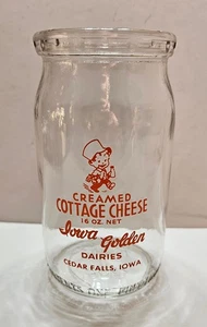 Vintage Iowa Golden Creamed Cottage Cheese Glas, Cedar Falls, schönes Beispiel! - Bild 1 von 3