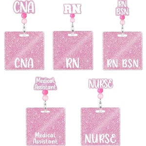 Badge Holder Retractable Nurse Badge Cards Glittering Badge Reels Badge Holder - Picture 1 of 13