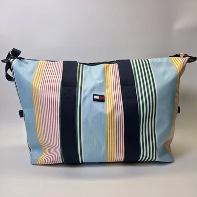 Tommy Hilfiger Weekender Tote Bag Striped Handbag Carry On Travel Gym Duffel - Image 1 of 4