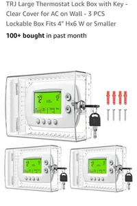 3 Pack Universal Thermostat Lock Box with KeyClear Large Thermostat Cover  - Picture 1 of 5