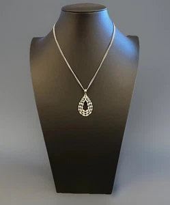 Lia Sophia Silver Tone Crystal Tear-Drop Necklace 18” - Picture 1 of 6