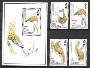Gambia 1993 WWF Vida Silvestre Fauna Animales Animales Pangolín Juego completo + SS MNH - Imagen 1 de 1
