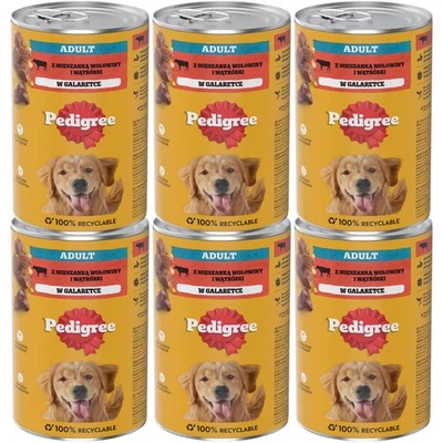 Pedigree Adult Dose Nassfutter für Hunde Rind Gelee Alleinfuttermittel 6x1200g - Bild 1 von 3