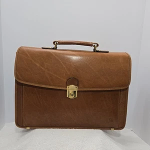 Vintage Herren Braun Echtleder Aktentasche Attache Laptoptasche England - Bild 1 von 19