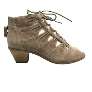 Earth Aurora hellbraune Wildleder-Schnürstiefelette mit Absatz Peeptoe Damen 8 Reißverschluss - Bild 1 von 10