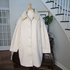 Isaac Mizrahi Live! Boucle Coat with Faux Fur Collar Ivory Cream size 2X NWOT - Picture 1 of 11
