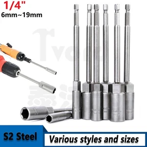 Nut Driver 30mm Hex Deep Socket Bits Extra Long 150mm Impact Driver Drill 6-19mm - Picture 1 of 29