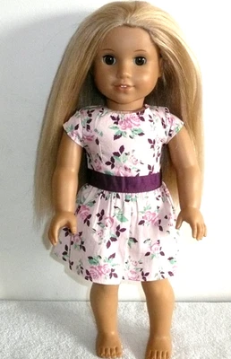 American Girl Julie Albright Doll 18-inch Blonde Hair Brown Eyes in Purple Dress - Image 1 of 4