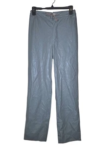 USHATAVA Pants Unisex Medium Gray Faux Leather Straight Leg Vegan Style - Picture 1 of 5