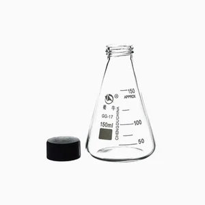 150ml Borosilicate Erlenmeyer Flask with Plastic Cap Teaching Laboratory Use - Picture 1 of 1