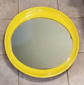 Vintage Retro Mid Century gelb oval Holz Wandspiegel Teen Zimmer Deko 70er - Bild 1 von 12
