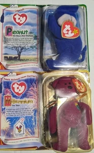 Ty Teany Beany Baby Bundle Peanut And Millennium - Picture 1 of 5