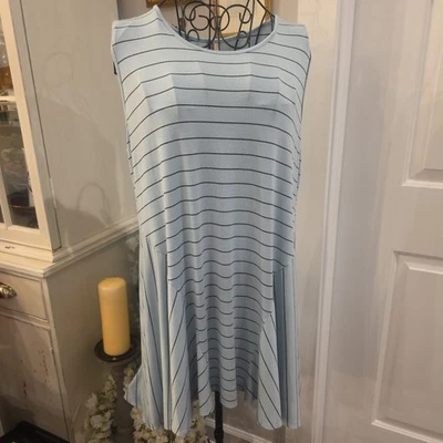 Cómoda túnica a rayas azul dobladillo pañuelo EE. UU. talla XL Lagenlook hecha en EE. UU. Foto 1 de 4