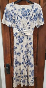 Designer Fifilles Paris Damen Kleid weiß mit blauem Blumenmuster Größe S  - Bild 1 von 12