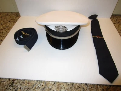 Sombrero de uniforme de vestido de bombero - talla 7-1/2 con insignia de metal, corbata y cinturón Foto 1 de 4