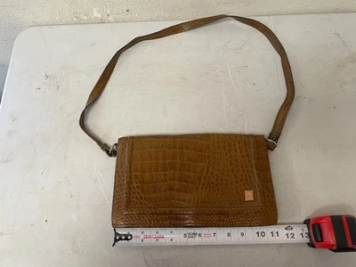 复古行李箱棕褐色鳄鱼纹压花皮革手提包单肩包钱包 — 第 1/4 张图片