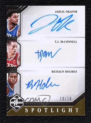 2015-16 Limited Spotlight Gold /10 Richaun Holmes TJ McConnell Rookie Auto RC - Image 1 of 2